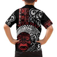 Honour The Treaty New Zealand Personalised Family Matching Off The Shoulder Long Sleeve Dress and Hawaiian Shirt Toitu Te Tiriti Indigenous Maori Face LT9 - Polynesian Pride