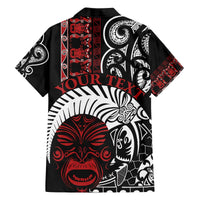 Honour The Treaty New Zealand Personalised Family Matching Off The Shoulder Long Sleeve Dress and Hawaiian Shirt Toitu Te Tiriti Indigenous Maori Face LT9 - Polynesian Pride