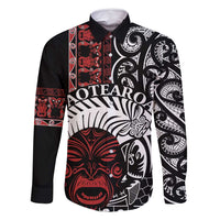 Honour The Treaty New Zealand Personalised Family Matching Tank Maxi Dress and Hawaiian Shirt Toitu Te Tiriti Indigenous Maori Face LT9 Dad's Shirt - Long Sleeve Black - Polynesian Pride