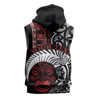 Honour The Treaty New Zealand Personalised Sleeveless Hoodie Toitu Te Tiriti Indigenous Maori Face - Polynesian Pride