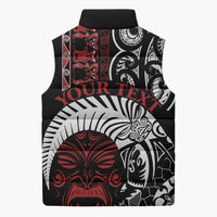 Honour The Treaty New Zealand Personalised Sleeveless Puffer Jacket Toitu Te Tiriti Indigenous Maori Face - Polynesian Pride