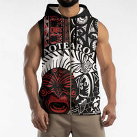 Honour The Treaty New Zealand Personalised Sleeveless Zip Hoodie Toitu Te Tiriti Indigenous Maori Face - Polynesian Pride