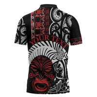 Honour The Treaty New Zealand Personalised Zipper Polo Shirt Toitu Te Tiriti Indigenous Maori Face - Polynesian Pride