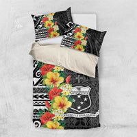 Samoa Tribal Hibiscus Flowers Bedding Set LT9 US Twin 172cm x 218cm Black - Polynesian Pride