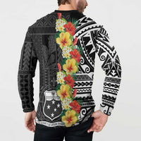 Samoa Tribal Hibiscus Flowers Button Sweatshirt LT9 - Polynesian Pride