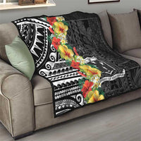 Samoa Tribal Hibiscus Flowers Quilt