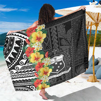 Samoa Tribal Hibiscus Flowers Sarong LT9 One Size 44 x 66 inches Black - Polynesian Pride