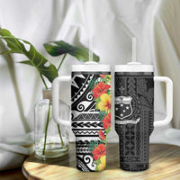 Samoa Tribal Hibiscus Flowers Tumbler With Handle LT9 - Polynesian Pride