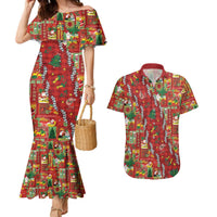 Mele Kalikimaka Pakalana Pikake Lei Couples Matching Mermaid Dress and Hawaiian Shirt Hawaiian Rodeo Paniolo Omaomao Palaka LT9 Green - Polynesian Pride