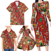 Mele Kalikimaka Pakalana Pikake Lei Family Matching Long Sleeve Bodycon Dress and Hawaiian Shirt Hawaiian Rodeo Paniolo Omaomao Palaka LT9 - Polynesian Pride