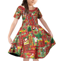 Mele Kalikimaka Pakalana Pikake Lei Family Matching Off Shoulder Short Dress and Hawaiian Shirt Hawaiian Rodeo Paniolo Omaomao Palaka LT9 Daughter's Dress Green - Polynesian Pride