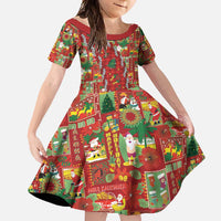 Mele Kalikimaka Pakalana Pikake Lei Family Matching Short Sleeve Bodycon Dress and Hawaiian Shirt Hawaiian Rodeo Paniolo Omaomao Palaka LT9 Daughter's Dress Green - Polynesian Pride