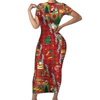Mele Kalikimaka Pakalana Pikake Lei Family Matching Short Sleeve Bodycon Dress and Hawaiian Shirt Hawaiian Rodeo Paniolo Omaomao Palaka - Polynesian Pride