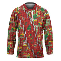 Mele Kalikimaka Pakalana Pikake Lei Hockey Jersey Hawaiian Rodeo Paniolo Omaomao Palaka - Polynesian Pride