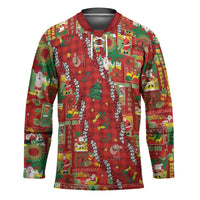 Mele Kalikimaka Pakalana Pikake Lei Hockey Jersey Hawaiian Rodeo Paniolo Omaomao Palaka LT9 Unisex Green - Polynesian Pride