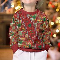 Mele Kalikimaka Pakalana Pikake Lei Kid Ugly Christmas Sweater Hawaiian Rodeo Paniolo Omaomao Palaka - Polynesian Pride