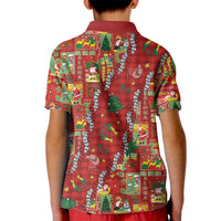 Mele Kalikimaka Pakalana Pikake Lei Kid Polo Shirt Hawaiian Rodeo Paniolo Omaomao Palaka - Polynesian Pride