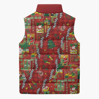 Mele Kalikimaka Pakalana Pikake Lei Sleeveless Puffer Jacket Hawaiian Rodeo Paniolo Omaomao Palaka - Polynesian Pride