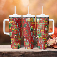 Mele Kalikimaka Pakalana Pikake Lei Tumbler With Handle Hawaiian Rodeo Paniolo Omaomao Palaka - Polynesian Pride