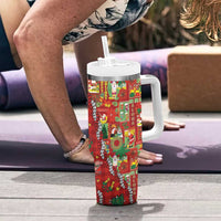 Mele Kalikimaka Pakalana Pikake Lei Tumbler With Handle Hawaiian Rodeo Paniolo Omaomao Palaka - Polynesian Pride