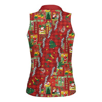 Mele Kalikimaka Pakalana Pikake Lei Women Sleeveless Polo Shirt Hawaiian Rodeo Paniolo Omaomao Palaka - Polynesian Pride