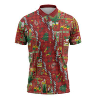 Mele Kalikimaka Pakalana Pikake Lei Zipper Polo Shirt Hawaiian Rodeo Paniolo Omaomao Palaka - Polynesian Pride