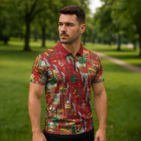 Mele Kalikimaka Pakalana Pikake Lei Zipper Polo Shirt Hawaiian Rodeo Paniolo Omaomao Palaka - Polynesian Pride