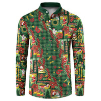 Mele Kalikimaka Pakalana Pikake Lei Button Sweatshirt Hawaiian Rodeo Paniolo Ulaula Palaka - Polynesian Pride