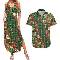 Mele Kalikimaka Pakalana Pikake Lei Couples Matching Summer Maxi Dress and Hawaiian Shirt Hawaiian Rodeo Paniolo Ulaula Palaka LT9 Red - Polynesian Pride