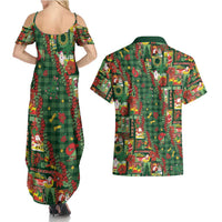 Mele Kalikimaka Pakalana Pikake Lei Couples Matching Summer Maxi Dress and Hawaiian Shirt Hawaiian Rodeo Paniolo Ulaula Palaka LT9 - Polynesian Pride