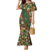 Mele Kalikimaka Pakalana Pikake Lei Family Matching Mermaid Dress and Hawaiian Shirt Hawaiian Rodeo Paniolo Ulaula Palaka LT9 Mom's Dress Red - Polynesian Pride