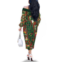Mele Kalikimaka Pakalana Pikake Lei Family Matching Off The Shoulder Long Sleeve Dress and Hawaiian Shirt Hawaiian Rodeo Paniolo Ulaula Palaka LT9 - Polynesian Pride