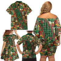 Mele Kalikimaka Pakalana Pikake Lei Family Matching Off Shoulder Short Dress and Hawaiian Shirt Hawaiian Rodeo Paniolo Ulaula Palaka LT9 - Polynesian Pride