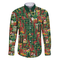 Mele Kalikimaka Pakalana Pikake Lei Family Matching Off Shoulder Short Dress and Hawaiian Shirt Hawaiian Rodeo Paniolo Ulaula Palaka LT9 Dad's Shirt - Long Sleeve Red - Polynesian Pride