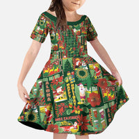 Mele Kalikimaka Pakalana Pikake Lei Family Matching Tank Maxi Dress and Hawaiian Shirt Hawaiian Rodeo Paniolo Ulaula Palaka LT9 Daughter's Dress Red - Polynesian Pride