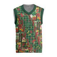Mele Kalikimaka Pakalana Pikake Lei Christmas Knitted V-Neck Vest Hawaiian Rodeo Paniolo Ulaula Palaka - Polynesian Pride