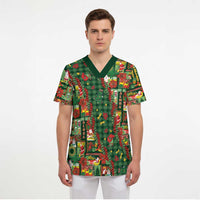 Mele Kalikimaka Pakalana Pikake Lei Scrub Top Hawaiian Rodeo Paniolo Ulaula Palaka - Polynesian Pride