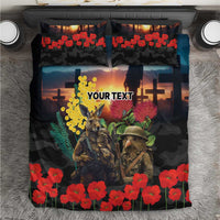 Kangaroo-Kiwi Soldier ANZAC Personalised Bedding Set Golden Wattle and Pohutukawa Flowers