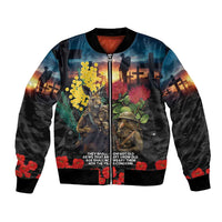 Kangaroo-Kiwi Soldier ANZAC Personalised Bomber Jacket Golden Wattle and Pohutukawa Flowers