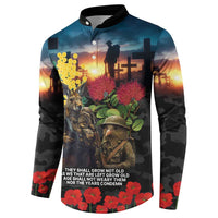 Kangaroo-Kiwi Soldier ANZAC Personalised Button Sweatshirt Golden Wattle and Pohutukawa Flowers