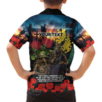 Kangaroo-Kiwi Soldier ANZAC Personalised Family Matching Short Sleeve Bodycon Dress and Hawaiian Shirt Golden Wattle and Pohutukawa Flowers