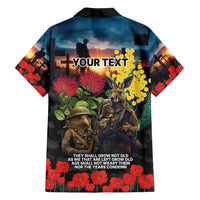 Kangaroo-Kiwi Soldier ANZAC Personalised Family Matching Summer Maxi Dress and Hawaiian Shirt Golden Wattle and Pohutukawa Flowers