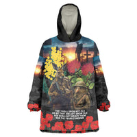Kangaroo-Kiwi Soldier ANZAC Personalised Wearable Blanket Hoodie Golden Wattle and Pohutukawa Flowers