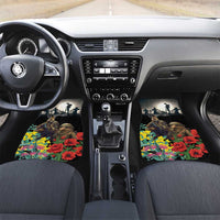 Kangaroo-Kiwi Soldier ANZAC Personalised Car Mats Golden Wattle Poppy Flowers