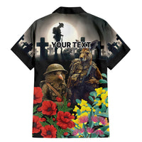 Kangaroo-Kiwi Soldier ANZAC Personalised Family Matching Mermaid Dress and Hawaiian Shirt Golden Wattle Poppy Flowers