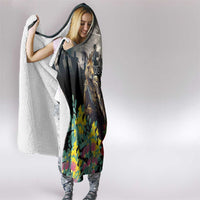 Kangaroo-Kiwi Soldier ANZAC Personalised Hooded Blanket Golden Wattle Poppy Flowers