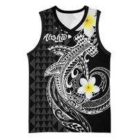 Aloha Hammerhead Shark Basketball Jersey Black Hawaiian Kakau Tribal Tattoo - Polynesian Pride