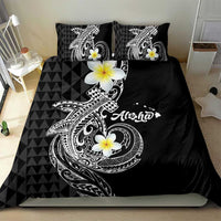 Aloha Hammerhead Shark Bedding Set Black Hawaiian Kakau Tribal Tattoo