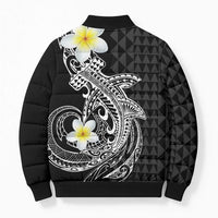 Aloha Hammerhead Shark Bomber Puffer Jacket Black Hawaiian Kakau Tribal Tattoo - Polynesian Pride