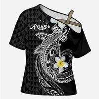 Aloha Hammerhead Shark Cross Shoulder Shirt Black Hawaiian Kakau Tribal Tattoo - Polynesian Pride